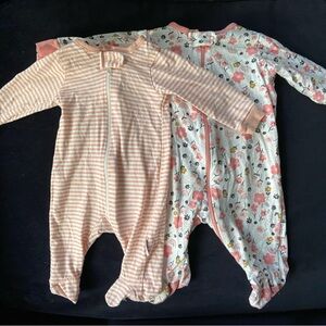 Gerber Pink Striped and Floral Footies
